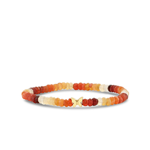 Pure Gold Tiny Butterfly on Fire Opal