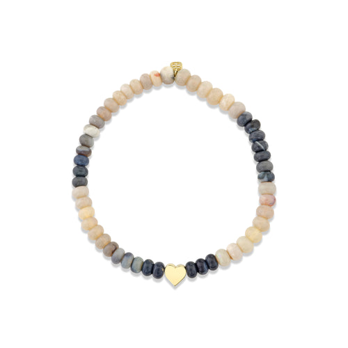 Pure Gold Heart on Multi Australian Opal