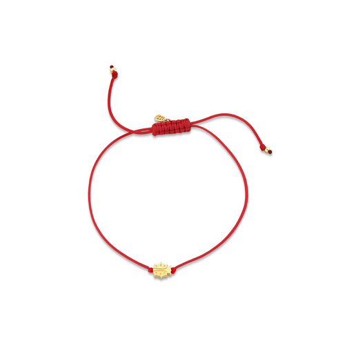 Pure Gold Tiny Ladybug Bead Cord Bracelet