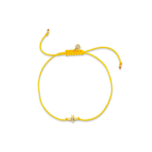 Pure Gold Tiny Bee Bead Cord Bracelet
