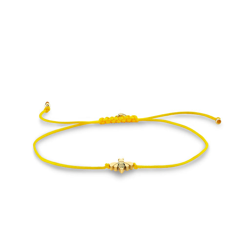 Pure Gold Tiny Bee Bead Cord Bracelet
