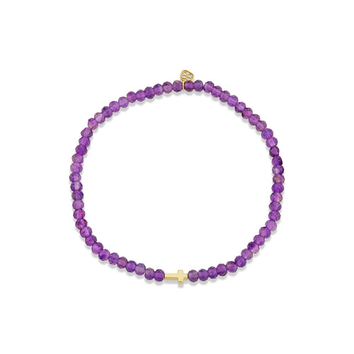 Pure Gold Tiny Cross on Amethyst