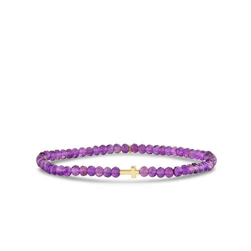 Pure Gold Tiny Cross on Amethyst