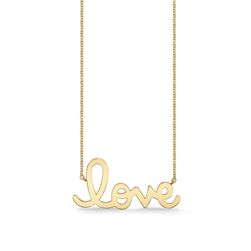 Pure Gold Big Script Love Necklace