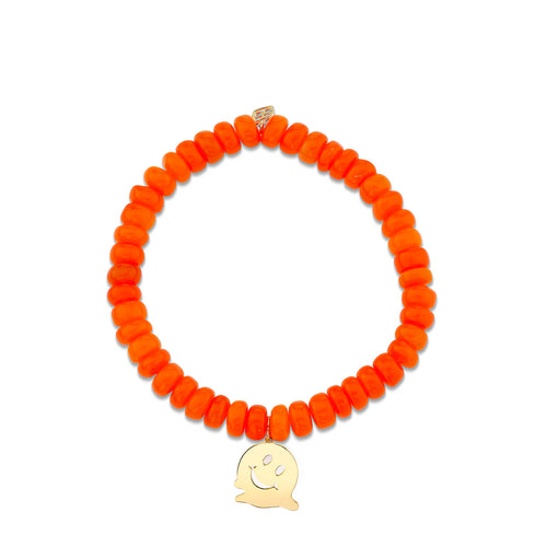 Pure Gold Melting Happy Face on Orange Opal