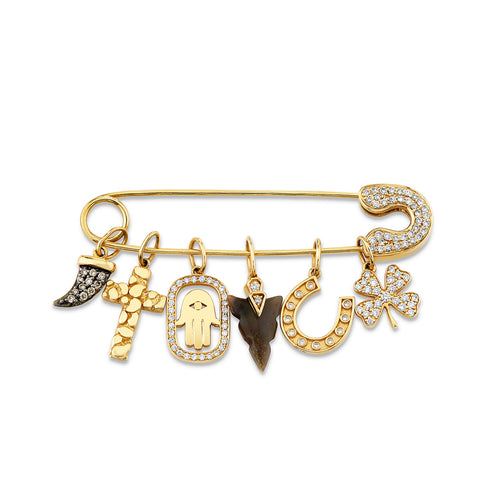 Men's Collection Gold & Diamond Luck & Protection Brooch