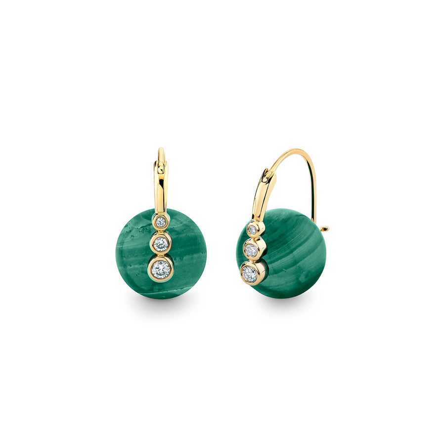 Gold & Diamond Graduated Bezel Malachite Earrings - Sydney Evan Fine Jewelry
