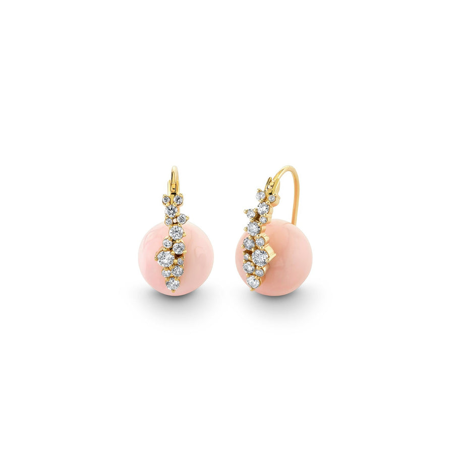 Gold & Diamond Cocktail Pink Opal Earrings - Sydney Evan Fine Jewelry