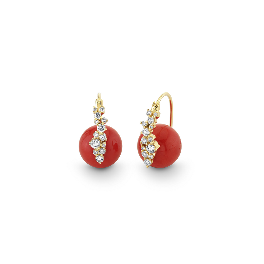 Gold & Diamond Cocktail Coral Earrings - Sydney Evan Fine Jewelry