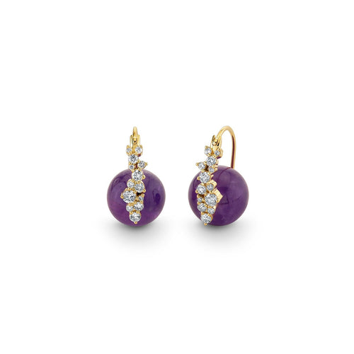 Gold & Diamond Cocktail Amethyst Earrings