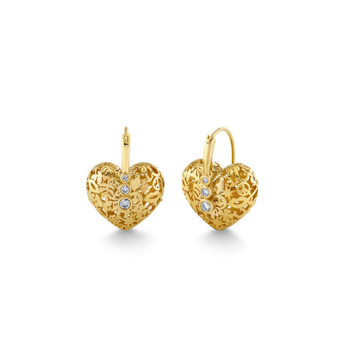 Gold & Diamond Heart Icon Wallpaper Bead Earrings