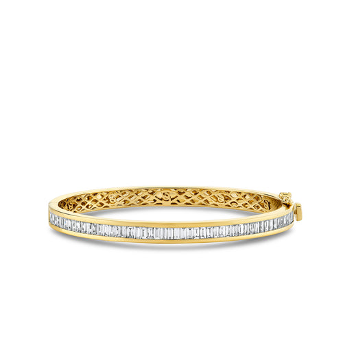 Gold & Diamond Channel Set Baguette Bangle