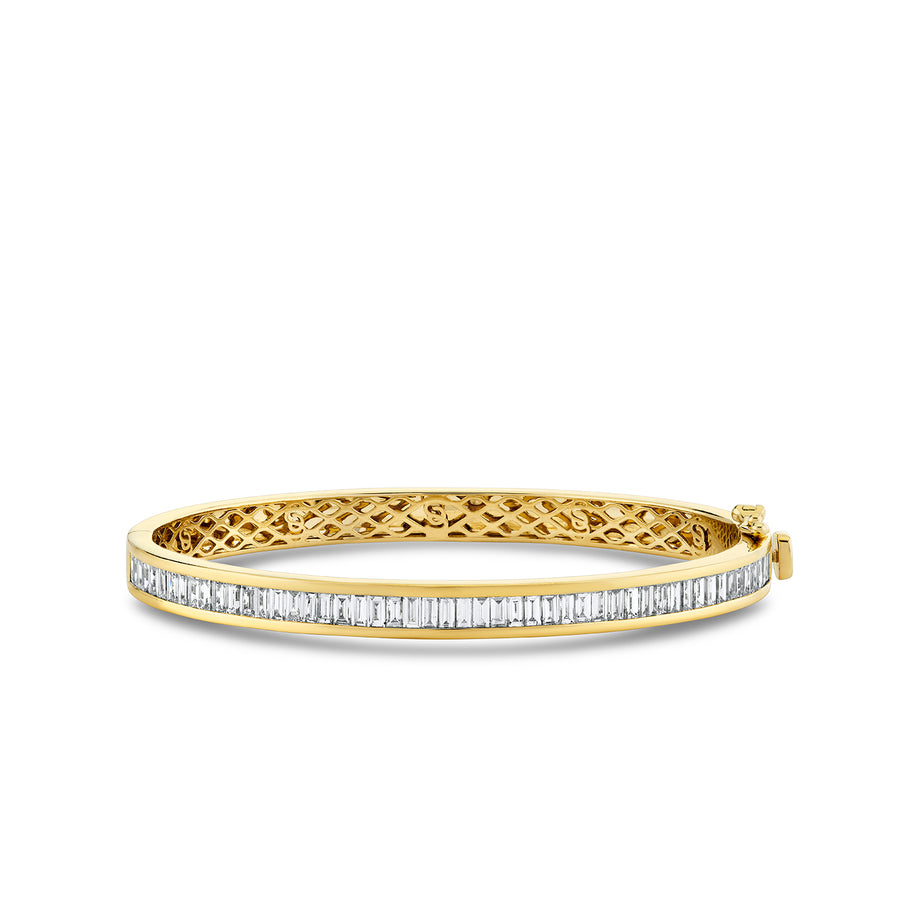 Gold & Diamond Channel Set Baguette Bangle - Sydney Evan Fine Jewelry