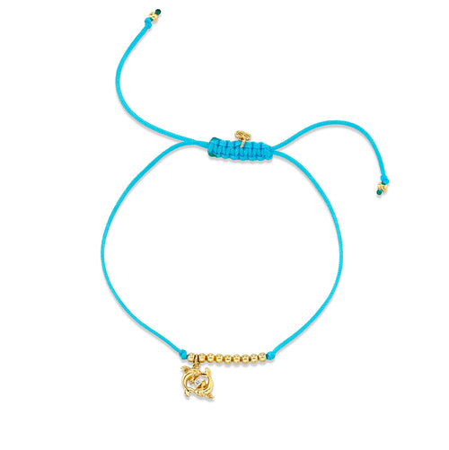 Gold & Diamond Tiny Pisces Zodiac Cord Bracelet