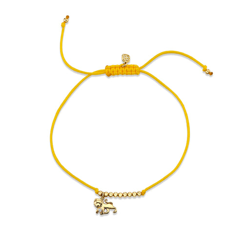 Gold & Diamond Tiny Leo Zodiac Cord Bracelet