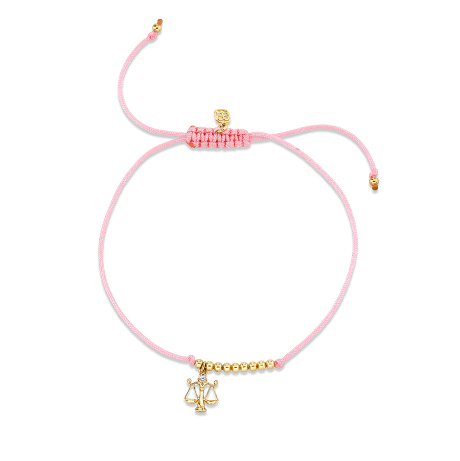 Gold & Diamond Tiny Libra Zodiac Cord Bracelet - Sydney Evan Fine Jewelry