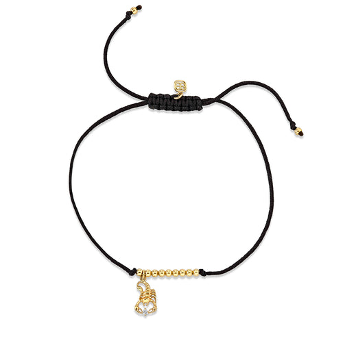 Gold & Diamond Tiny Scorpio Zodiac Cord Bracelet