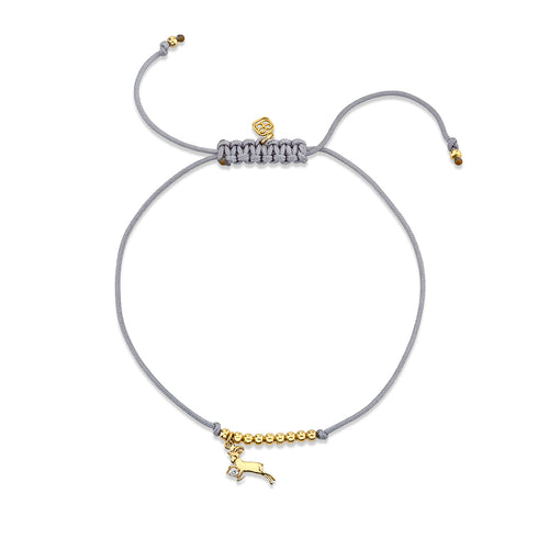 Gold & Diamond Tiny Capricorn Zodiac Cord Bracelet