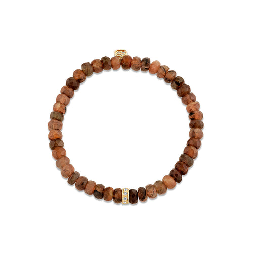 Gold & Diamond 6mm Wheel Rondelle on Andalusite