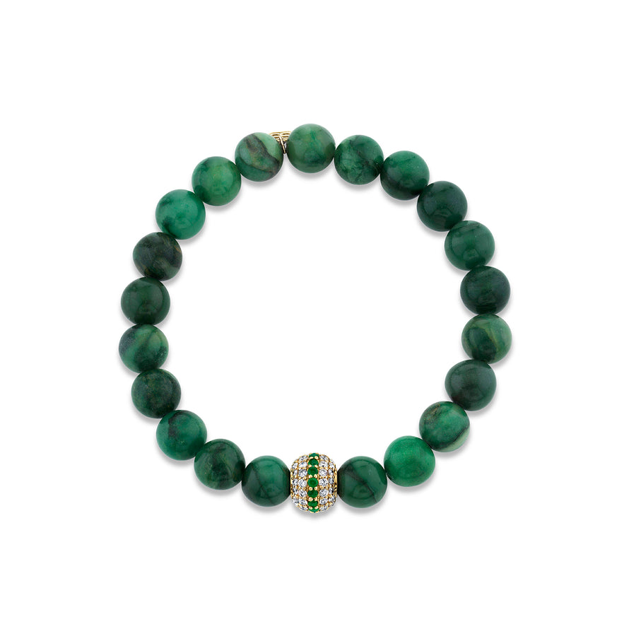 Gold & Diamond Mala Bead on Verdite - Sydney Evan Fine Jewelry