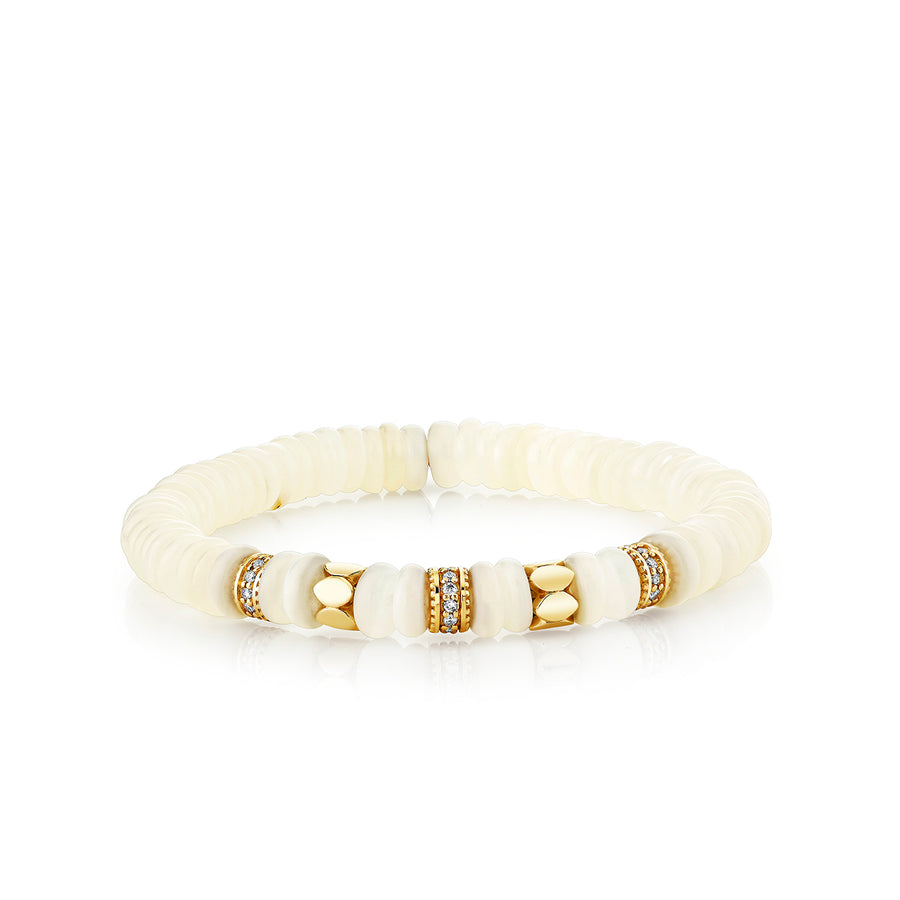 Gold & Diamond Multi-Rondelle Rainbow Moonstone Bracelet - Sydney Evan Fine Jewelry