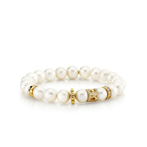 Gold & Diamond Multi-Rondelle Pearl Bracelet