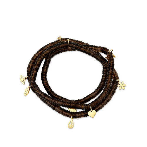 Pure Gold Tiny Multi-Charm Quartz Wrap Bracelet