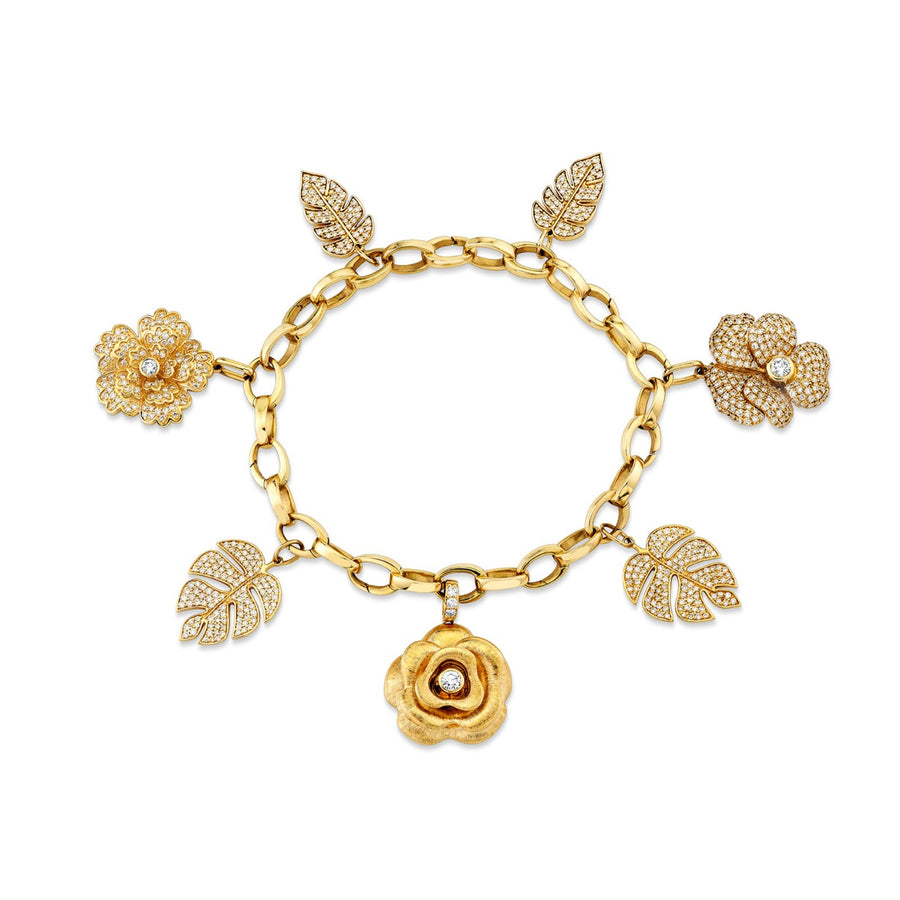 Gold & Diamond Multi-Charm Flower Bracelet - Sydney Evan Fine Jewelry