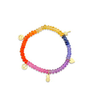 Pure Gold Tiny Multi-Charm on Semi-Precious Beads - Sydney Evan Fine Jewelry