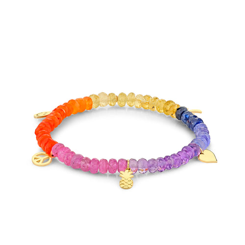 Pure Gold Tiny Multi-Charm on Semi-Precious Beads