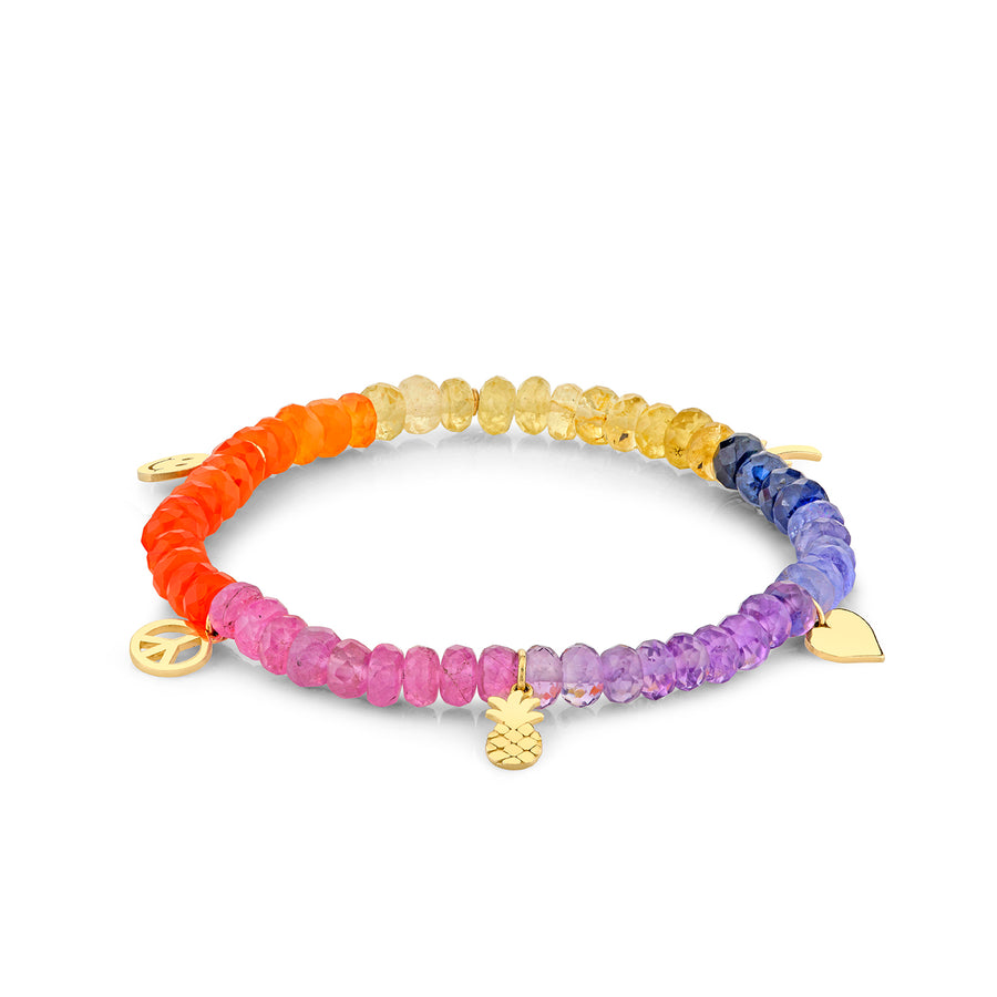 Pure Gold Tiny Multi-Charm on Semi-Precious Beads - Sydney Evan Fine Jewelry