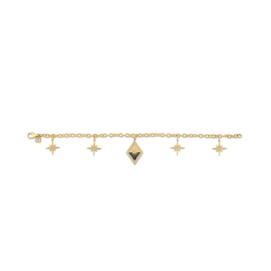 Gold & Diamond Multi Starburst and Sundial Medallion Charm Bracelet - Sydney Evan Fine Jewelry