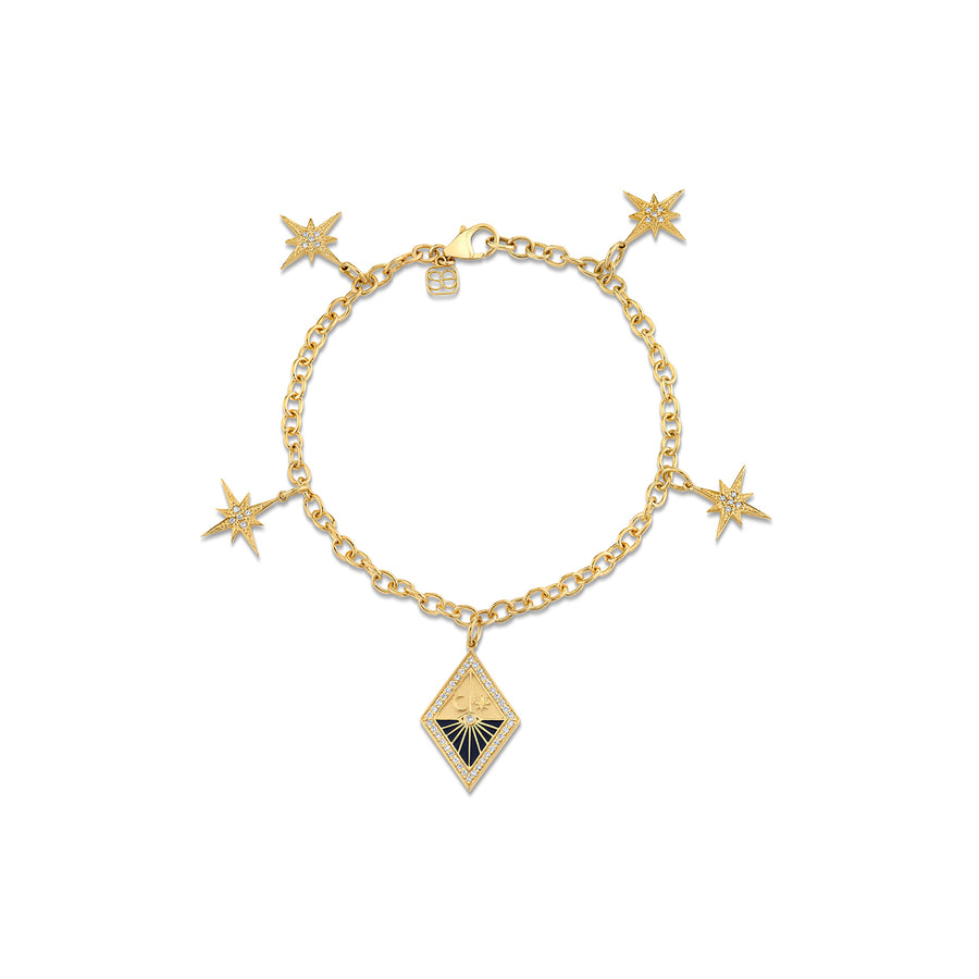 Gold & Diamond Multi Starburst and Sundial Medallion Charm Bracelet - Sydney Evan Fine Jewelry