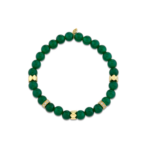 Gold & Diamond Multi-Rondelle on Green Onyx