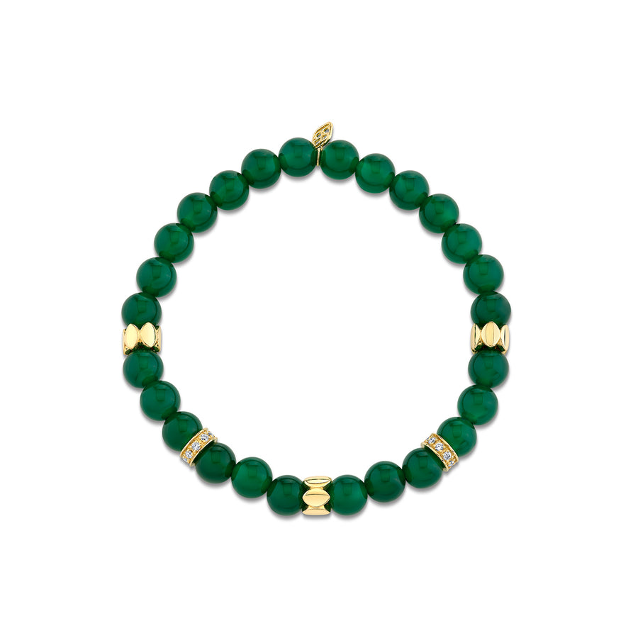 Gold & Diamond Multi-Rondelle on Green Onyx - Sydney Evan Fine Jewelry