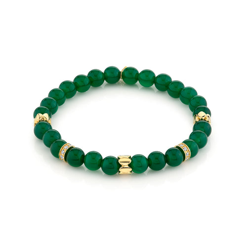 Gold & Diamond Multi-Rondelle on Green Onyx