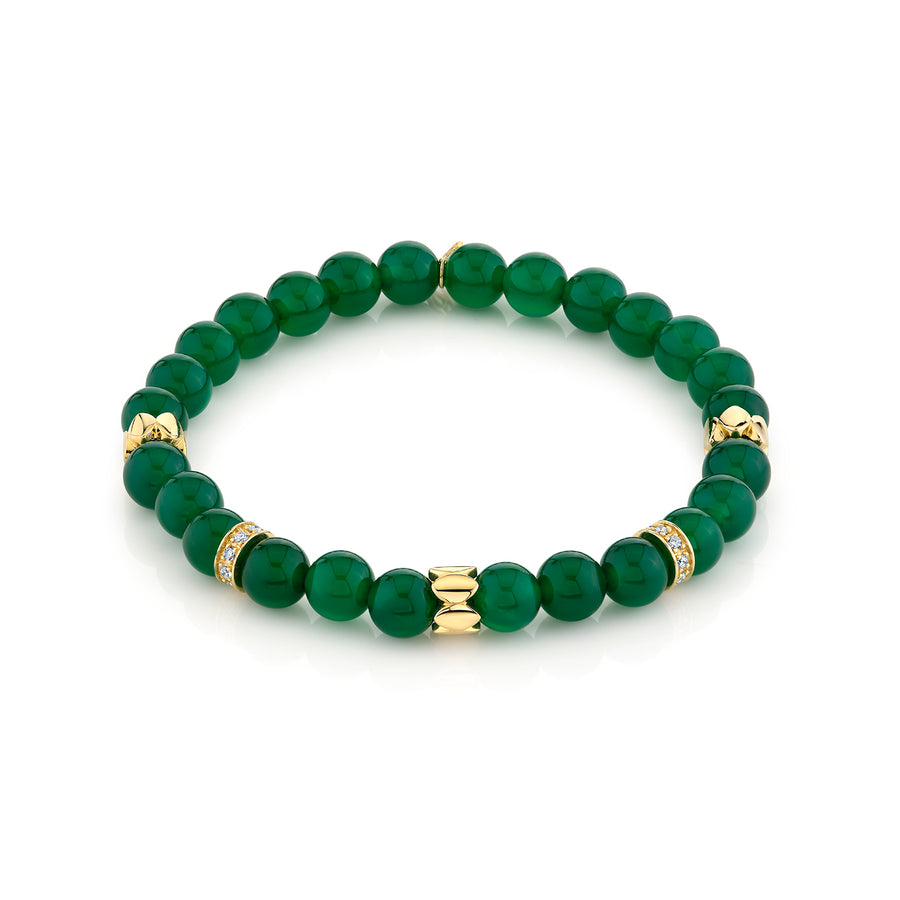 Gold & Diamond Multi-Rondelle on Green Onyx - Sydney Evan Fine Jewelry
