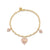 Gold & Diamond Multi Pink Heart Charm Bracelet