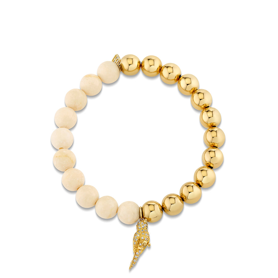 Gold & Diamond Albert on Coral and Gold - Sydney Evan Fine Jewelry