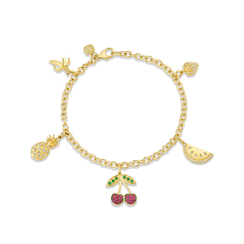 Gold & Diamond Multi Fruit Bracelet