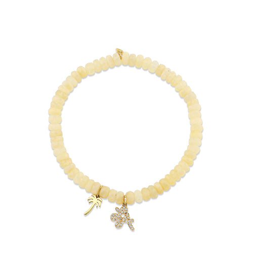 Gold & Diamond LA Script & Palm Tree Charms on Opal