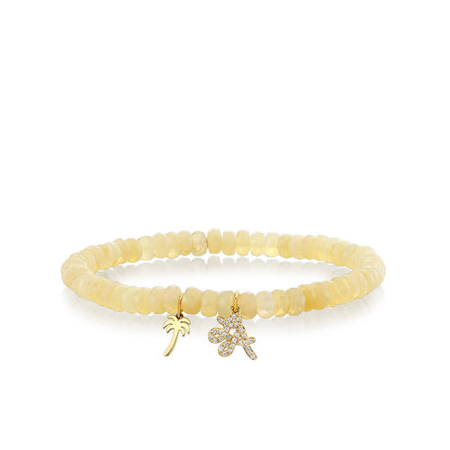 Gold & Diamond LA Script & Palm Tree Charms on Opal