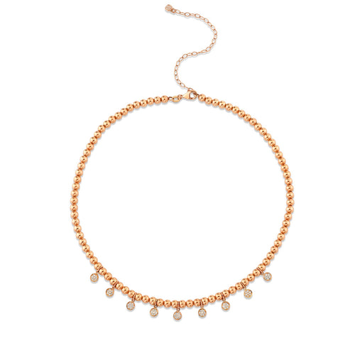 Rose Gold & Diamond Multi Tiny Disc Necklace