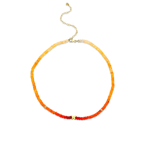 Gold & Diamond Butterfly Fire Opal Choker Necklace