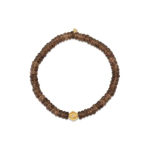 Gold & Diamond Initial Bead on Quartz