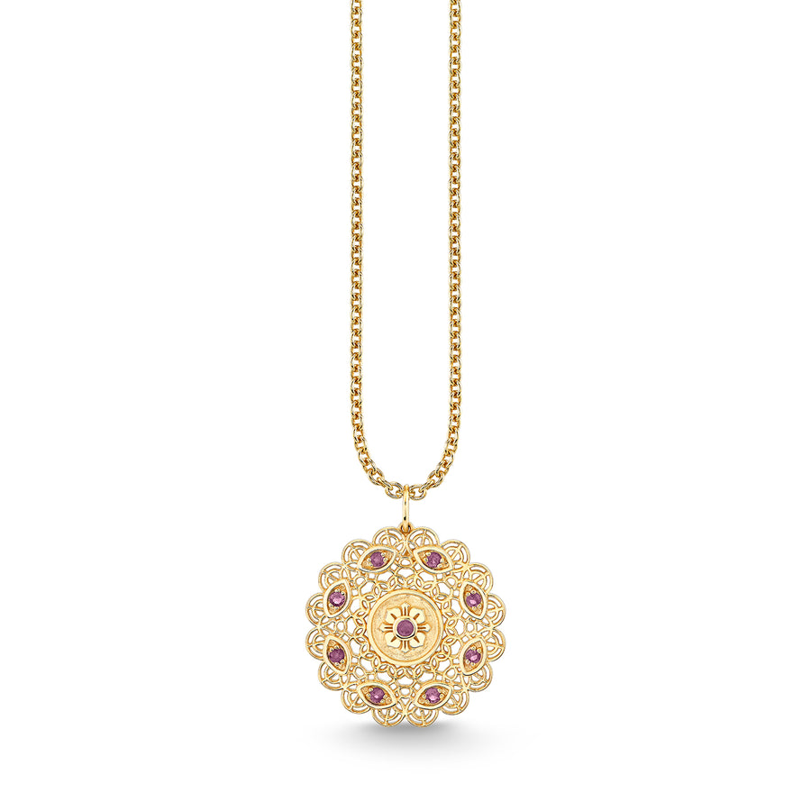 Gold & Gemstone Wicked Filigree Pendant - Sydney Evan Fine Jewelry
