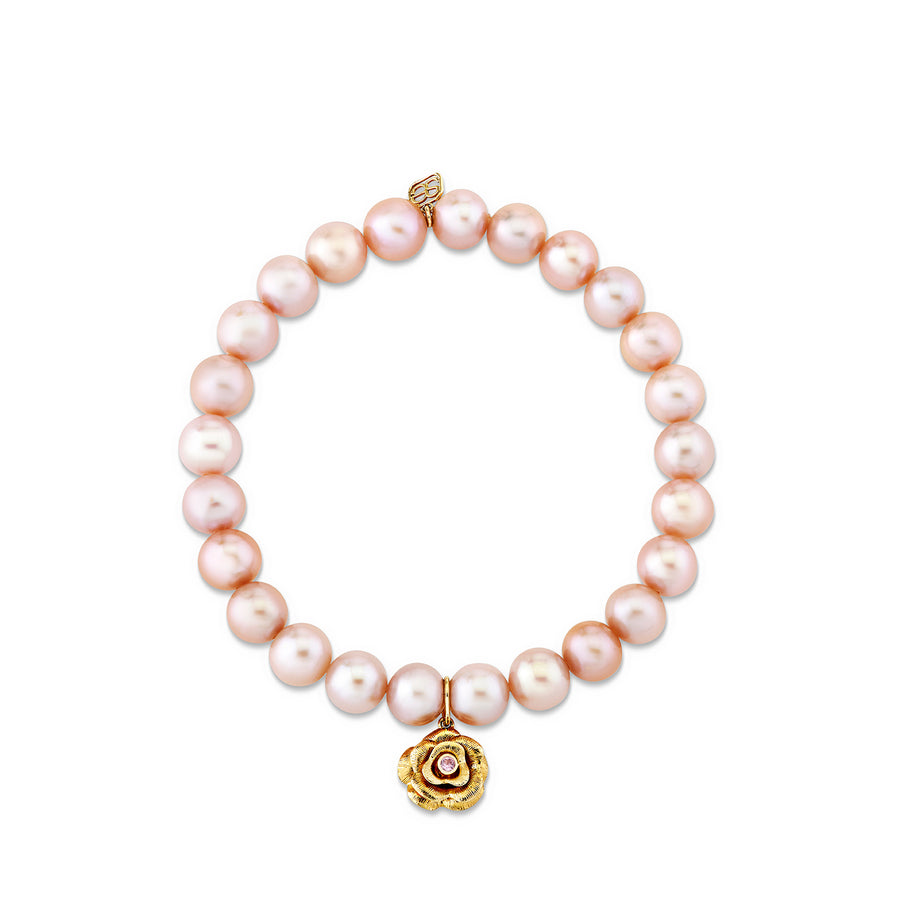 Gold & Pink Sapphire Rose on Rose Pearls - Sydney Evan Fine Jewelry