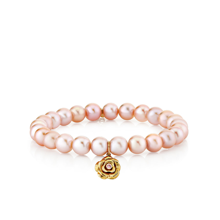 Gold & Pink Sapphire Rose on Rose Pearls - Sydney Evan Fine Jewelry