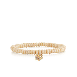 Gold & Diamond Pretzel on Cream Jasper - Sydney Evan Fine Jewelry