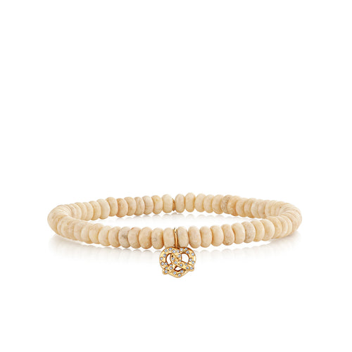 Gold & Diamond Pretzel on Cream Jasper
